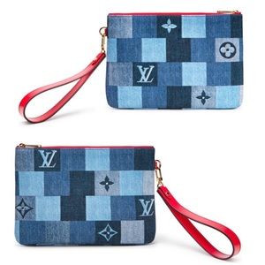 🌸🌺 June Sale 🌺🌸 LOUIS VUITTON Denim Monogram Patchwork Pouch